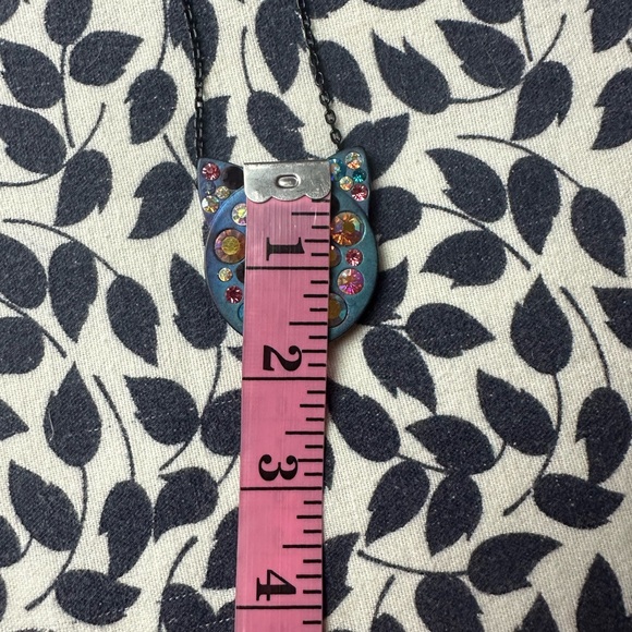Betsey Johnson Multicolored Sparkle Stone Cat Face Pendant Cable Necklace NWT - Picture 10 of 13